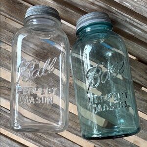 Mason White and Blue Food Storage Jars Kitchen Essentials